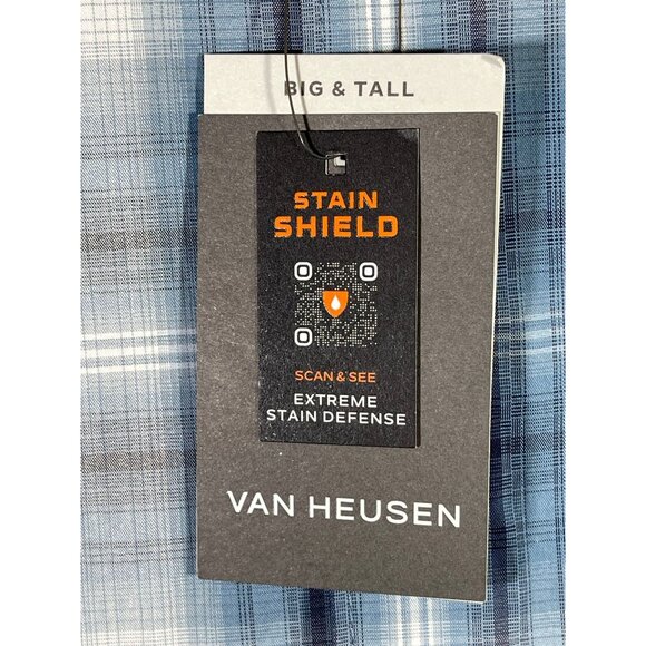 Van Heusen Mens Essential Shadow Plaid Long Sleeve Button-Down Shirt Blue - Picture 10 of 14